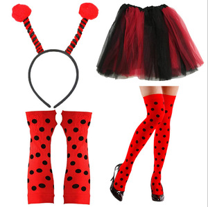 Accesorios de fiesta de Halloween, <span class=keywords><strong>disfraz</strong></span> de lunares, Bumble Bee para <span class=keywords><strong>mujer</strong></span>, falda tutú, diadema, guantes, medias para niñas - Product Image 6