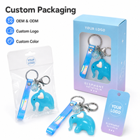 Porte-clés éléphant de dessin animé mignon, pendentif de sac en acrylique translucide couleur gelée, breloque de sac à dos, cadeau décoratif