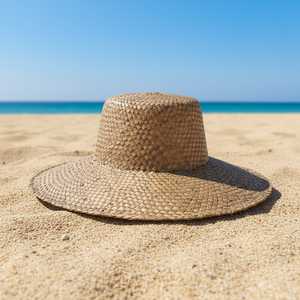 Sombrero de Sol Lontar con Diseño Bordado a Mano, 100% Hojas de Palma Lontar Naturales, Unisex, para Actividades al Aire Libre, Viajes, Playa - Product Image 1