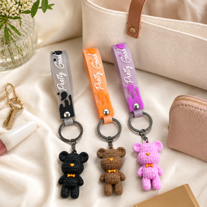 Cute Silicone Bear Keychain Cartoon Animal <b>Key</b> <b>Ring</b> Soft Rubber <b>Bag</b> Charm Pendant Gift Accessory for Kids Women OEM Wholesale - Product Image 5