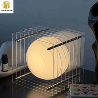 Lampe de table créative LED en acrylique, motif lune, ambiance artistique, multi-couches, petite lampe de table rectangulaire 3D