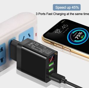 5V3A QC3.0 Digital Rapid Charger with Type-<b>C</b> and 3 <b>USB</b> Ports 30W LED Light for Mobile Phone and Laptop Wholesale - Product Image 3