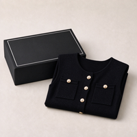 Nouvelle Collection Été 2026 - Robe Trapèze Élégante Noire en Maille, Sans Manches, Col Rond, Coupe Ajustée, Boutons Décoratifs
