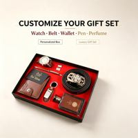 Coffret Cadeau Luxe 7 Pièces pour Homme : Montre, Portefeuille, Ceinture, Parfum, Stylo, Porte-clés et Boutons de Manchette – Style Affaires