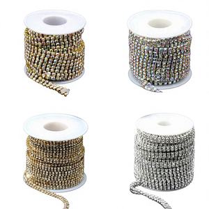 Chaîne de strass à dos plat en forme ronde à <span class=keywords><strong>2</strong></span> rangées, écologique, à coudre, SS6 SS12 SS16, cristal en vrac pour la décoration de robes - Product Image 1