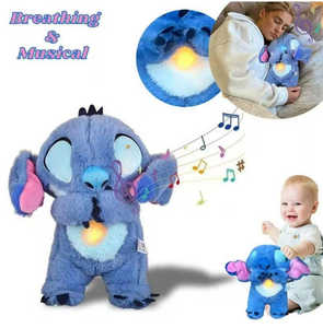 Peluche Stitch Respirante, Jouet en Peluche Musical Électrique <span class=keywords><strong>pour</strong></span> Bébé, Poupée de Sommeil Confortable et Mignonne, Cadeau <span class=keywords><strong>pour</strong></span> Bébé - Product Image 2