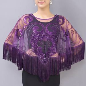 Vintage Pailletten Quaste Abend Cape 1920er Jahre Flapper Party Fransen Schal <span class=keywords><strong>Wraps</strong></span> Stickerei Pullover Hochzeit Braut Schal Schal