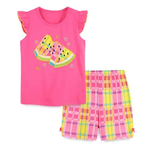 Conjuntos de pijamas 100% algodón para niñas, venta al por mayor, conjuntos de ropa de Boutique