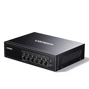 Commutateur PoE UGREEN 6 ports 100 Mbps CM943, 4 ports PoE, 2 ports Uplink, 42 W au total, 30 W par port, transmission sur 250 m, boîtier métallique - Product Image 1