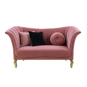 Sofa Modern warna Pink sofa pelapis kain kamar kecil apartemen