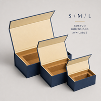 Boîte cadeau rigide magnétique de luxe bleu marine de style livre avec plateau intérieur en kraft pour emballage de cadeaux d'entreprise