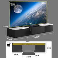 Écran de projection laser intelligent 100/120 pouces, format 16:9, motorisé, sur pied, avec armoire TV électrique UST