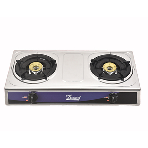 Cuisinière à gaz de table en acier inoxydable à 2 brûleurs avec couvercle en fonte, double cuisinière pour usage domestique - Product Image 1