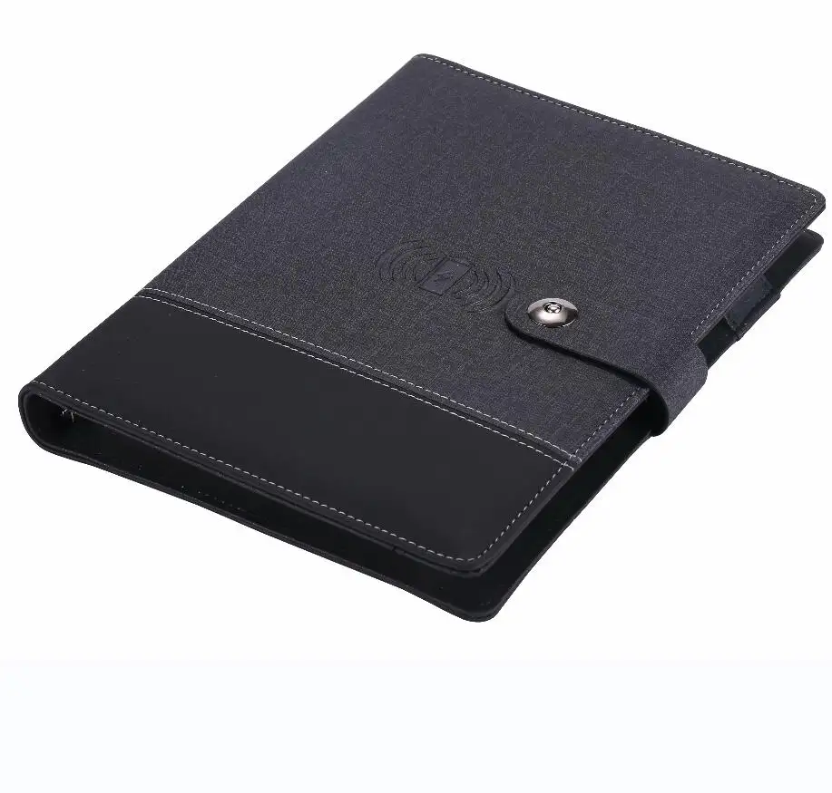 trending new wholesale product 2023 PU leather notebook stationary gifts with power bank wireless charger for birthday Christmas
