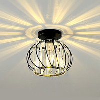 Lampe de couloir de luxe Design Vintage moderne Cage en métal luminaire en cristal îlot de cuisine plafonnier LED