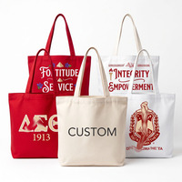 Sac fourre-tout en toile de coton personnalisé avec logo OEM, motif lettres grecques 1913 Sorority Sisterhood, souvenir universitaire, couleur rouge crème
