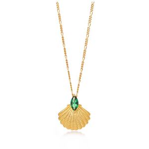 Gemnel सबसे अच्छा यात्रा गहने 3A + पन्ना पत्थर मुड़ रस्सी श्रृंखला गोल्ड शुद्ध चांदी सोना समुद्र खोल आकर्षण हार - Product Image 6