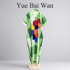 Nuevo Vestido Maxi Kaftan a Cuadros 2026 para Mujer, Cuello en V, Estampado Geométrico Colorido, Corte Holgado, Abaya - Product Image 6