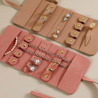 Nouvelle pochette de rangement simple pour bijoux, organiseur portable en microfibre pour boucles d'oreilles et bijoux, boîte à bijoux cadeau