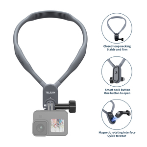 Soporte Telesin para Cámara Deportiva GoPro y Teléfono con Diseño de Instalación Rápida y Montaje Magnético Fuerte para el Cuello - Product Image 1
