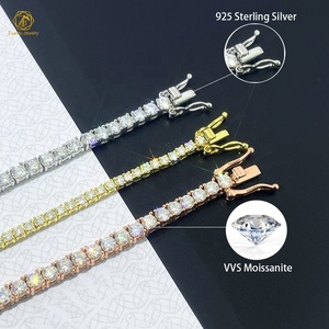 תכשיטים עדינים היפ הופ 925 כסף סטרלינג VVS מויסניט יהלומי אשכול אייס אאוט שרשרת טניס שרשרת צמיד לגברים נשים - Product Image 5