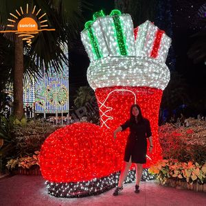 Chaussette de Noël LED festive avec motif lumineux « Ho Ho Ho » et cannes en sucre pour décoration extérieure imperméable de chapeaux de fêtes - Product Image 2