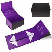 Boîte de papier en carton rigide à insertion doublée de satin personnalisée Boîte magnétique noire de type logo de marque imprimée Emballage pour cadeau