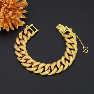 Bracelet chaîne cubaine JXX personnalisé plaqué or 24 carats, style hip-hop, en laiton, vente en gros, bracelets ou joncs à breloques - Product Image 3