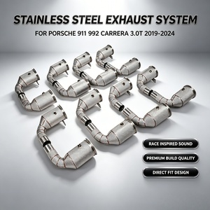 Tuyaux d'échappement à haut débit en acier inoxydable SS304 pour Porsche 911 992 Carrera 3.0T 2019-2024, flux d'air optimisé par canalisation à double canal - Product Image 1
