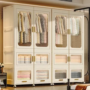 Armoire de rangement intérieure pliable carrée tridimensionnelle transparente visible, armoire de rangement à tiroir pour vêtements et chaussures de chambre à coucher,