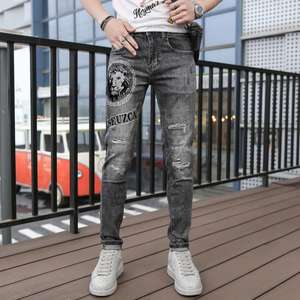 Fondo para Fotos de Jeans para Hombre 2022, Decoración de Fondo para Ropa Masculina, Pantalones Vaqueros de Mezclilla Suave con Cierre - Product Image 4