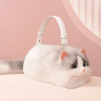 Vente en gros sac de simulation de chat animal en peluche de haute qualité très vendu sac à bandoulière en forme de chat mignon sac à main pour filles