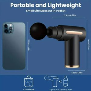 Pistola per Massaggio Muscolare <span class=keywords><strong>Mini</strong></span> a 4 Teste con Vibrazione, Ultima Versione, con USB - Product Image 3