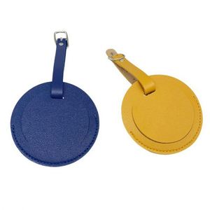 Étiquette de bagage ronde en cuir PU souple avec fonction anti-perte, accessoire de voyage pour carte d'embarquement, motif lettres - Product Image 2