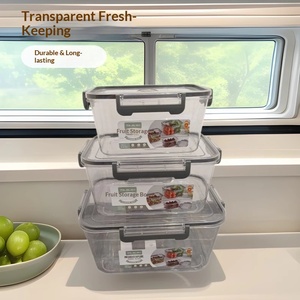 Juego de Tres Recipientes Transparentes de Plástico Tingli para Refrigerador, Diseño Sellado para Conservar Frutas, Verduras y Cereales - Product Image 1