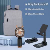 Kit Nomade Numérique en Cuir Fait Main Moderne - Sac d'Affaires Urbain Élégant avec Mini Ventilateur Rechargeable et Support de Téléphone Pliable pour Bureau