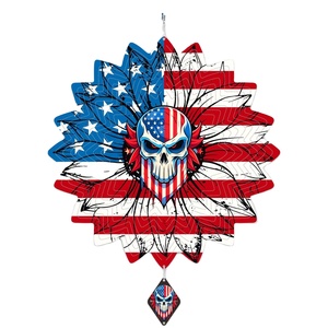 Tourniquet à vent 3D en acier inoxydable de 12 pouces, motif tournesol et drapeau américain, pour la Fête de l'Indépendance, ornement patriotique de jardin - Product Image 1