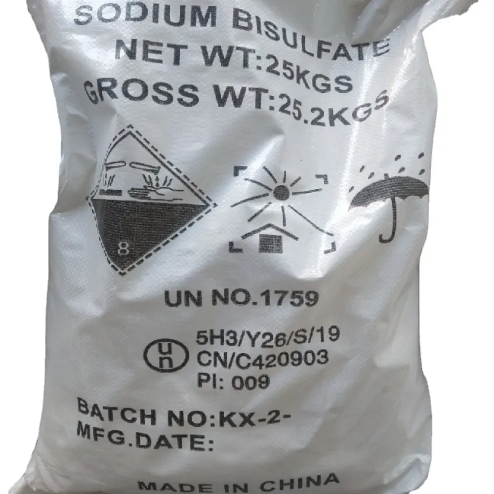 Harga termurah pabrik Cina 99% kelas industri NaHSO4 Sodium bisulfat