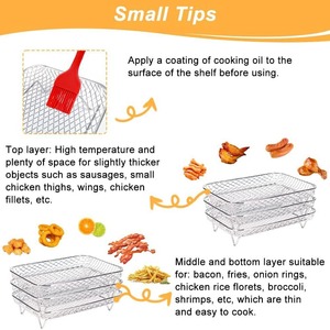 Juego de 3 Rejillas Rectangulares de Acero Inoxidable de Grado Alimenticio para Freidora de Aire, Cesta para Patatas Fritas, Cesta para Asar con Rejilla de Malla para Patatas Fritas, Empacado en Caja - Product Image 5