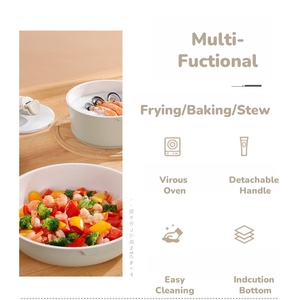 Ensemble d'ustensiles de cuisine multi-tailles 19 pièces avec <span class=keywords><strong>casserole</strong></span> de 18cm Poêle à frire profonde de 26cm Poêle à frire de 24cm et poignée détachable - Product Image 2