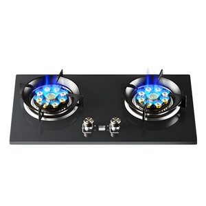 Table de cuisson à gaz en verre rabattable à 2 brûleurs à haute efficacité Utilisation de cuisine commerciale/domestique Installation facile intégrée/de table USB/batterie RV - Product Image 1