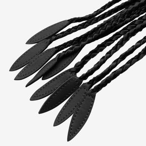 Sm Flirting Rekwisieten Handgemaakte Echte Leren Negenstaartige Grote Zweep Koeienhuid Meerdere Gevlochten Zweep Bondage Floggers Voor Paar - Product Image 5