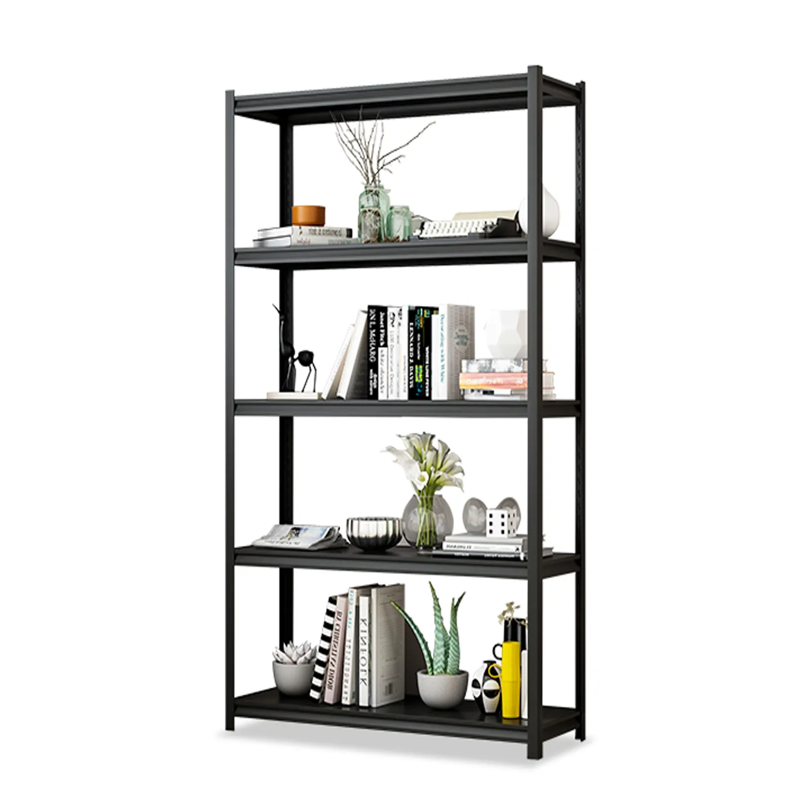 Morgie Factory Supply Opslag Alle Metalen 5 Lagen Boltless Rack Zwarte Plank Hek Verstelbare 5 Tier Rekken Keuken Planken