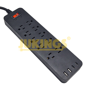 10-ổ cắm bảo vệ tăng điện dải 300 Joules 3-chân đồng PVC Dây nguồn 2 <span class=keywords><strong>USB</strong></span> 2 Loại-C sạc trắng OEM tay áo thẻ 15A - Product Image 1