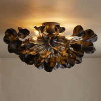 Plafonnier moderne en laiton noir avec finition céramique, 24 pouces, pour salon