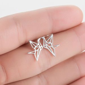 Lintuu Damen Einzigartiger Stil Trendige Edelstahl Gold Silber Beschichtete Kleine <span class=keywords><strong>Origami</strong></span> Papierkranich Ohrstecker - Product Image 6