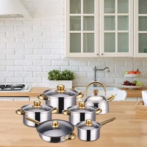 Juego de Utensilios de Cocina de Acero Inoxidable Antiadherente de 12 Piezas, Incluye Sartén y Olla para Uso en la Cocina - Product Image 3