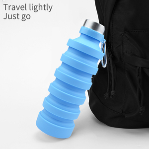 Custom Silicone Collapsible Large Capacity Travel <b>Water</b> <b>Bottle</b> Foldable Silicone Rubber <b>Sports</b> <b>Water</b> <b>Bottle</b> - Product Image 3