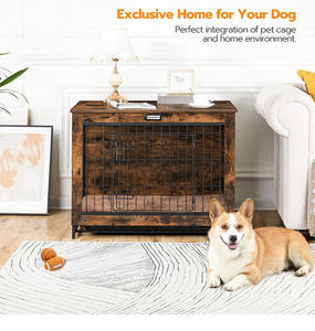 Orta ve Küçük Boy Köpekler İçin Güçlendirilmiş Ahşap Köpek Kafesi, Teddy Köpek Teli Kafesi, Köpek Kulübesi Boyutları Özelleştirilebilir - Product Image 4