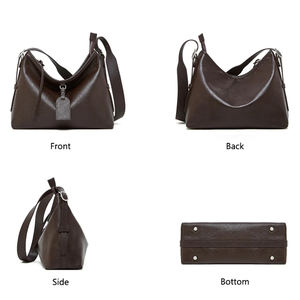 OEM Fabricant Sac Épaule Femme Cuir Véritable Vintage Personnalisé Grande Capacité Porte-Documents Poches Latérales Doubles - Product Image 3